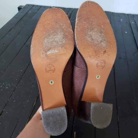 Stephane Kelian Paris Heeled Shoes Burgundy Red Women's 8 Canvas Lace Up Oxford - Picture 7 of 11